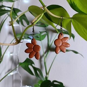 Terracotta clay floral earrings